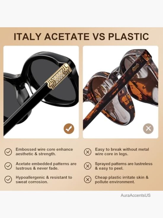 Retro Oval Polarized Sunglasses UV Protection Acetate Frame  display picture 3